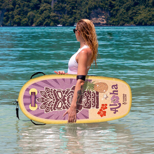 Opblaasbaar kinder paddleboard bodyboard - Geel Totem