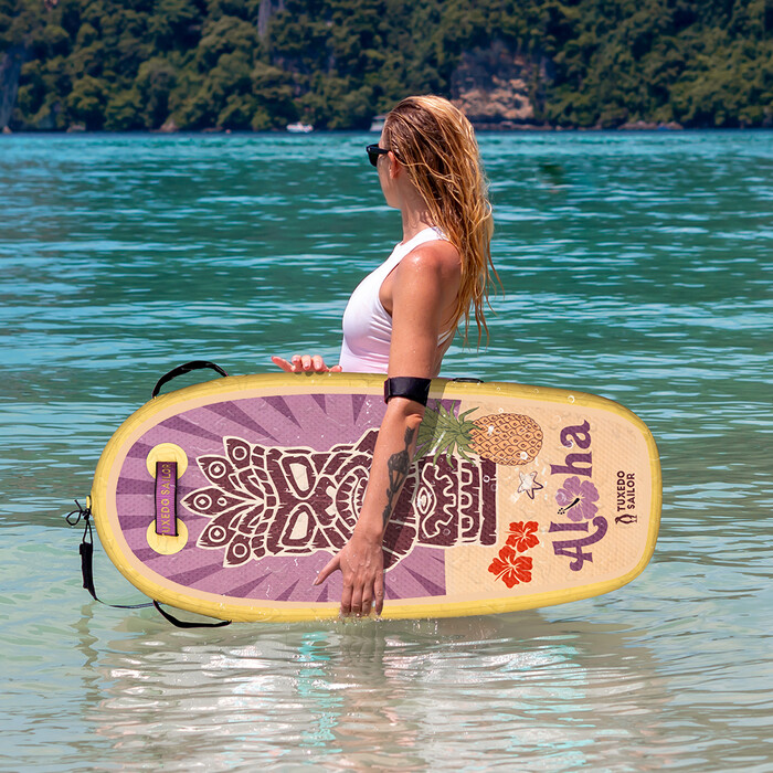 Opblaasbaar kinder paddleboard bodyboard - Geel Totem