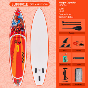 Opblaasbare surf paddleboard 11'6" - Sup Koi Oranje