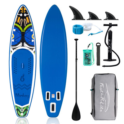 Opblaasbare surf paddleboard 11' - Aap Blauw