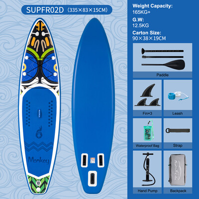 Opblaasbare surf paddleboard 11' - Aap Blauw