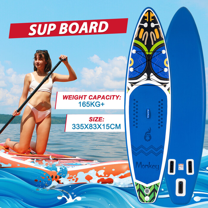 Opblaasbare surf paddleboard 11' - Aap Blauw