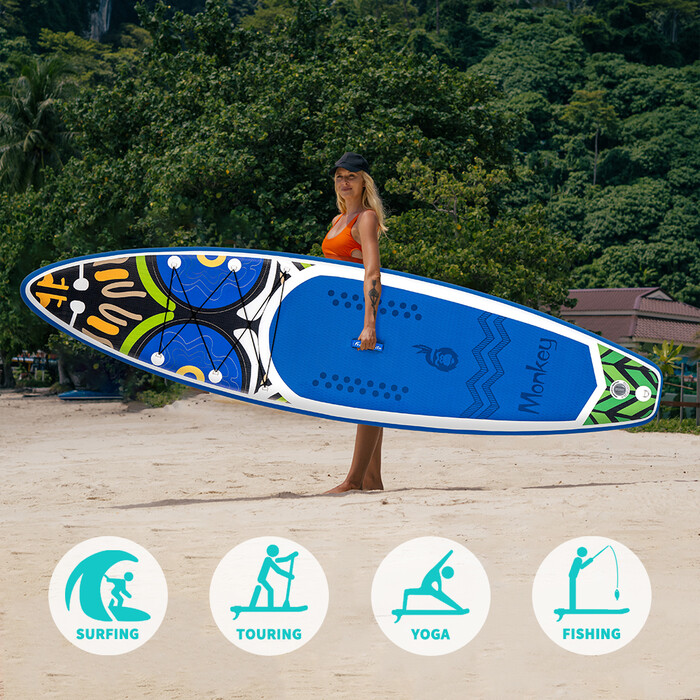 Opblaasbare surf paddleboard 11' - Aap Blauw