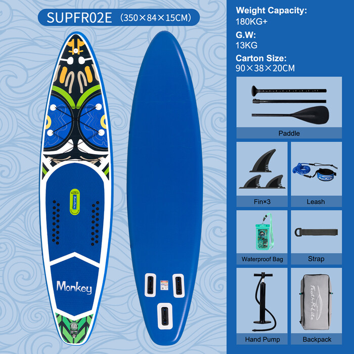 Opblaasbare surf paddleboard 11'6" - Aap Blauw