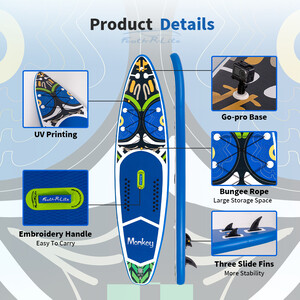 Opblaasbare surf paddleboard 11'6" - Aap Blauw