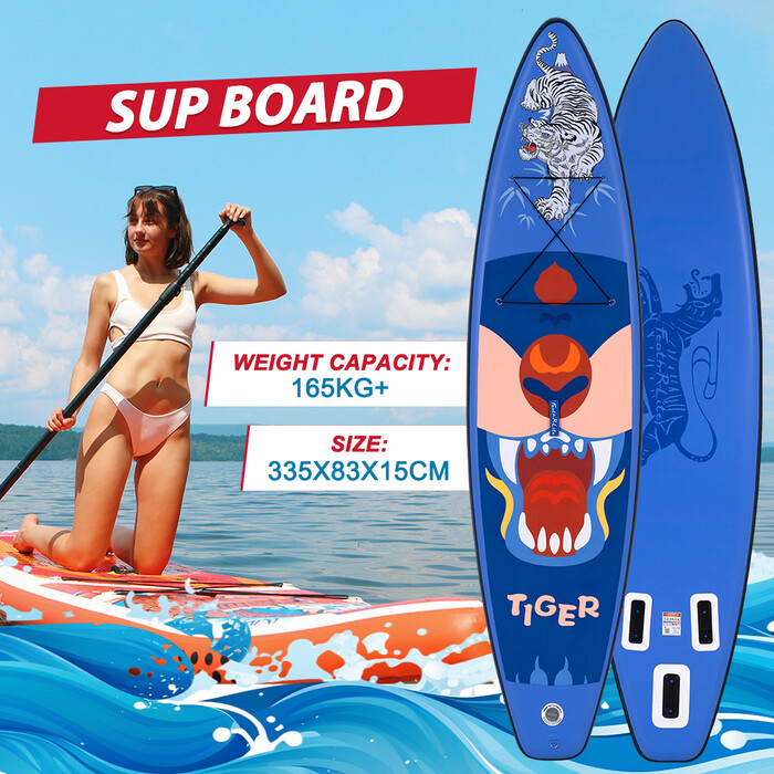 Opblaasbare surf paddleboard 11' - Tijger Blauw