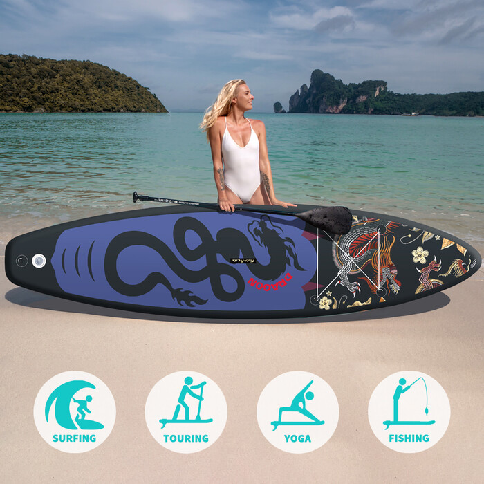 Opblaasbare surf paddleboard 11' - Zwarte Draak