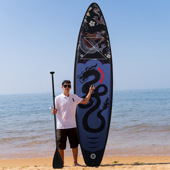 Opblaasbare surf paddleboard 11' - Zwarte Draak